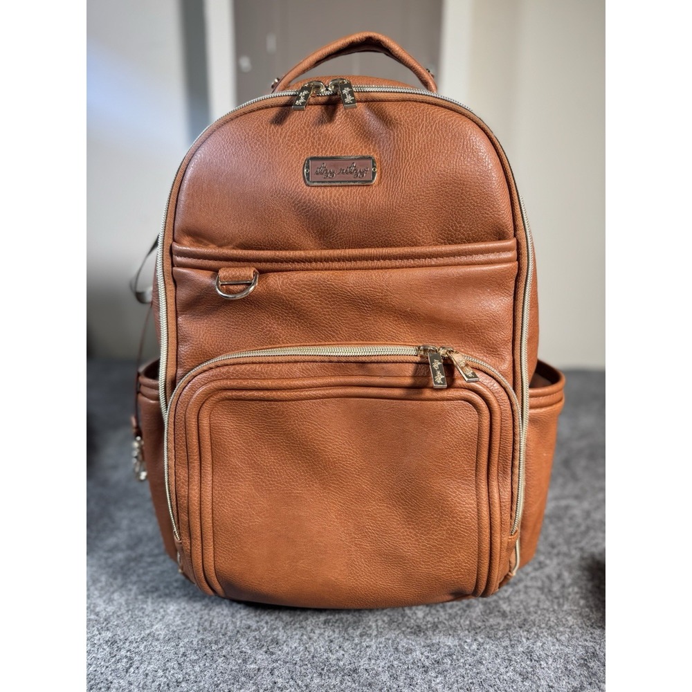Itzy Ritzy Boss Plus Backpack Diaper Bag - Cognac Vegan leather Finish